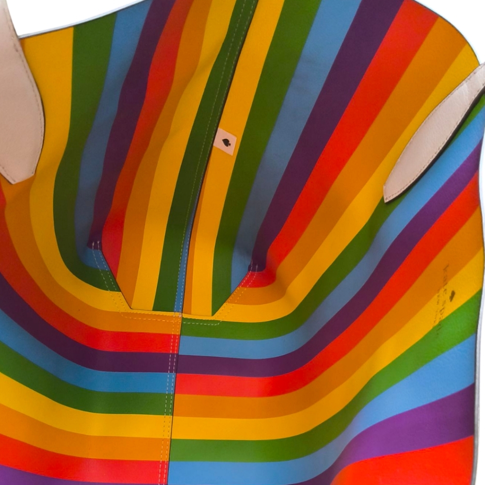 Kate Spade Rainbow Pride Collection Tote Bag - White and Multicolor. EUC. - Picture 6 of 12